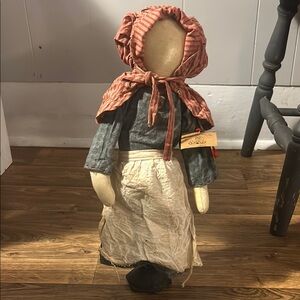 Vintage Rag Doll with Striped Bonnet